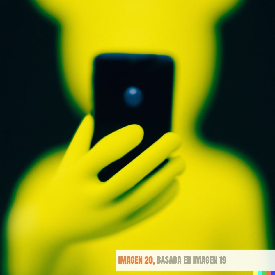 Última imagen. El móvil vuelve a dejar de ser amarillo, para pasar a ser completamente negro.... Como lo era mi ropa desde el inicio.