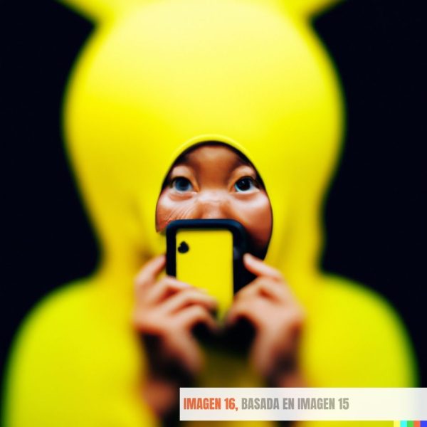 Y finalmente pasamos a la cuarta fase: la del horror en estado puro. Debí dejarlo tras la mirada amenazante de la imagen 7.  La IA da prioridad a su creación frente a la persona, por lo que empieza a constreñir mi cuerpo con el exoesqueleto Pokémon.